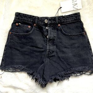 Zara Black Distressed Shorts